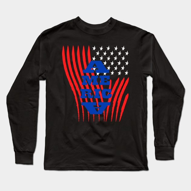 United States USA Flag Design Long Sleeve T-Shirt by rashiddidou